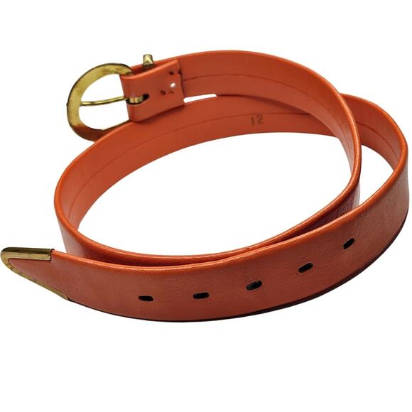1950s MCM Burnt Orange OJ 1 Inch Leather Belt Pull Through Buckle Gently Used main image 3